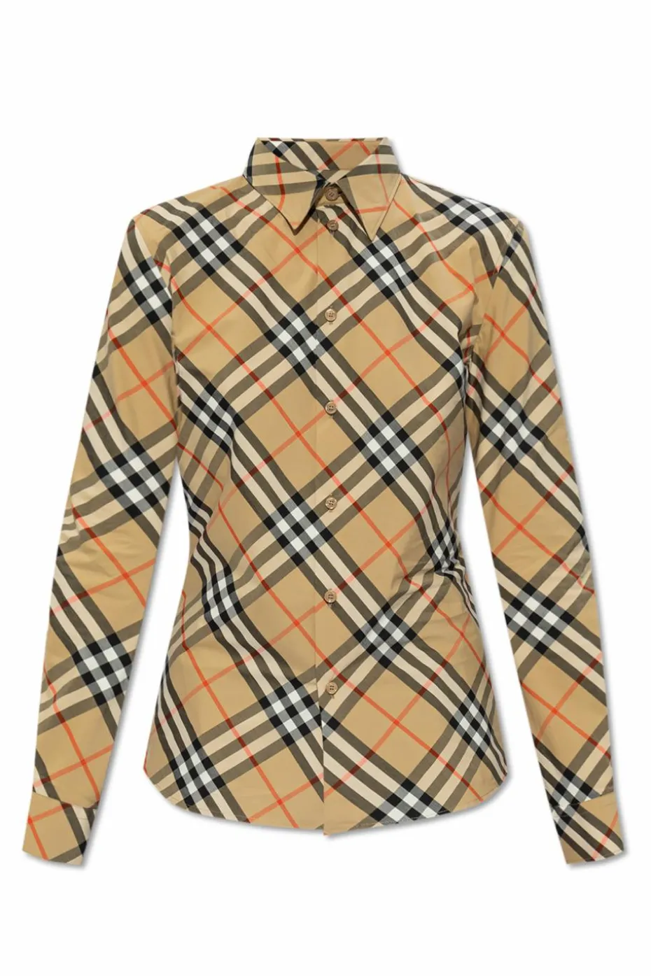 Burberry beżowy Taliowana koszula w kratę
