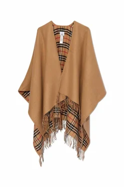 Burberry beżowy Wełniane ponczo