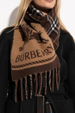 Burberry BRĄZOWY Kaszmirowy szal