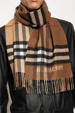 Burberry BRĄZOWY Kaszmirowy szal