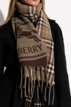Burberry BRĄZOWY Kaszmirowy szal