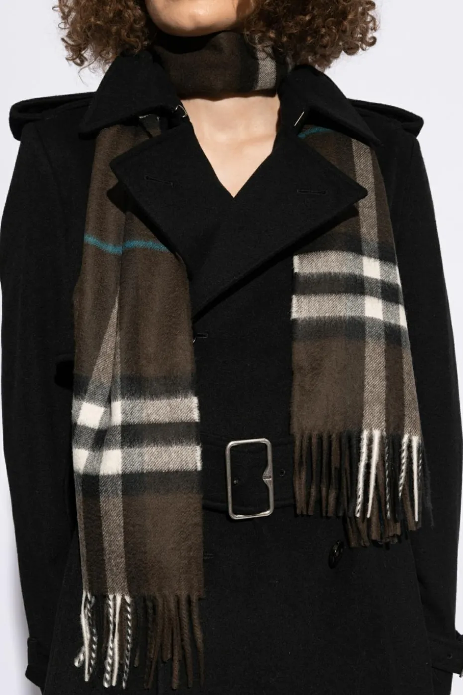 Burberry BRĄZOWY Kaszmirowy szal