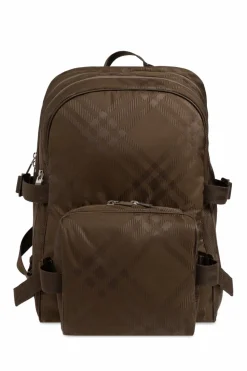 Burberry BRĄZOWY Plecak ze wzorem w kratę