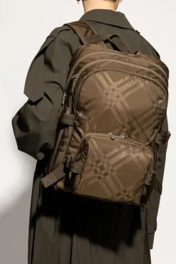 Burberry BRĄZOWY Plecak ze wzorem w kratę