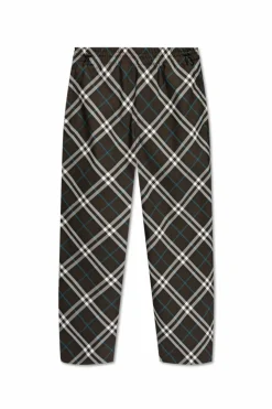Burberry BRĄZOWY Spodnie w kratę