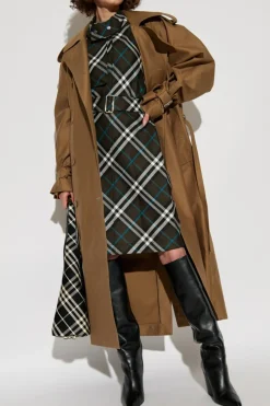 Burberry BRĄZOWY Sukienka ze wzorem w kratę