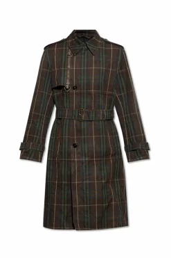 Burberry BRĄZOWY Trencz z efektem `vintage`