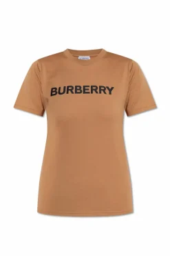 Burberry BRĄZOWY T-shirt z logo