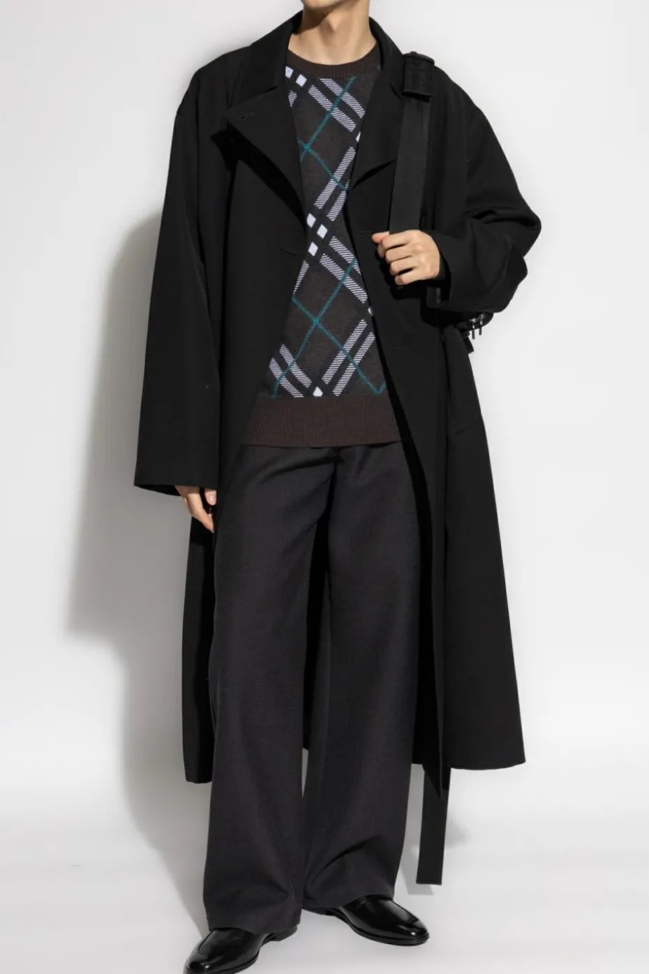 Burberry BRĄZOWY Wełniany sweter