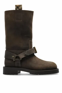 Burberry BRĄZOWY Zamszowe botki