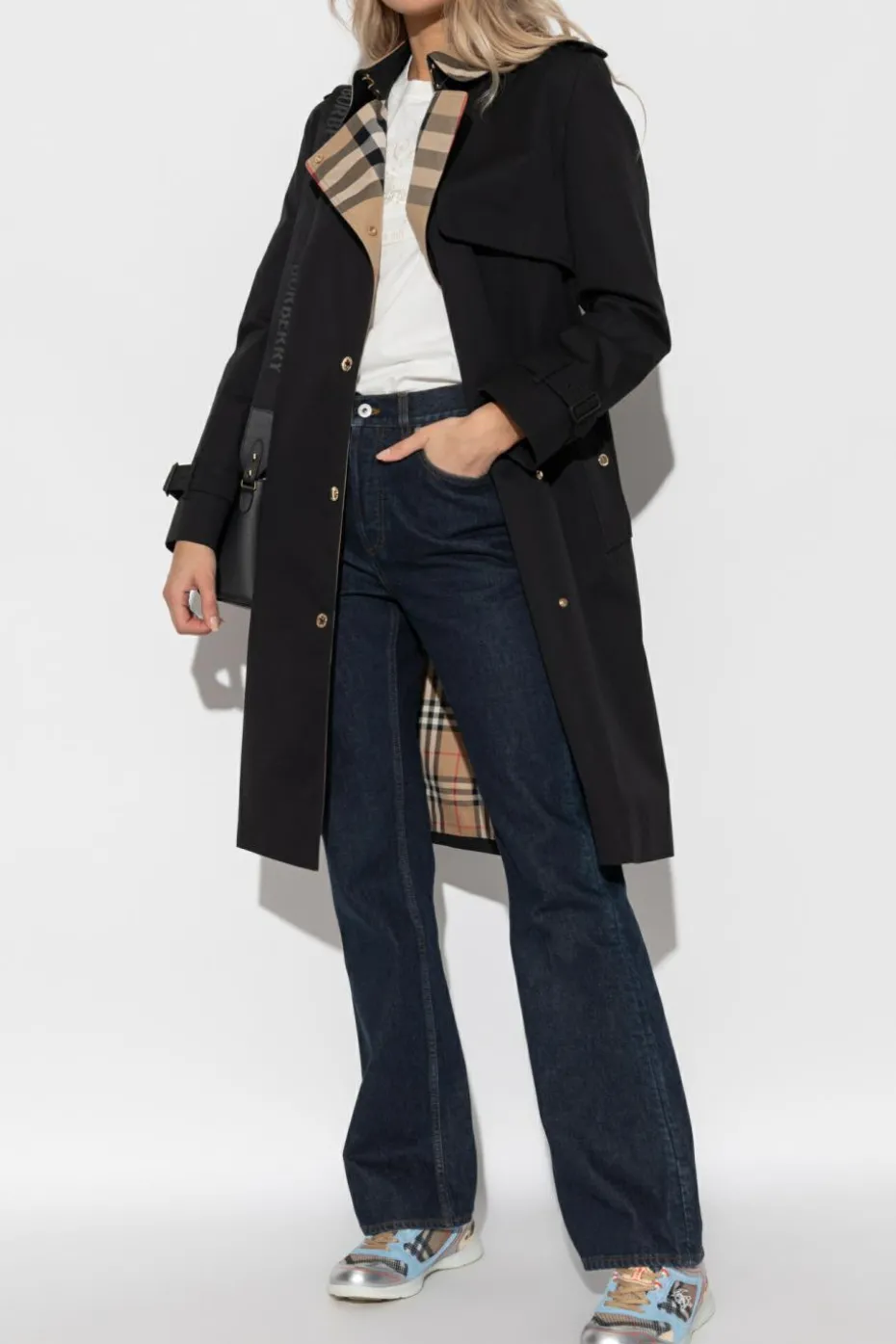 Burberry CZARNY Bawełniany trencz