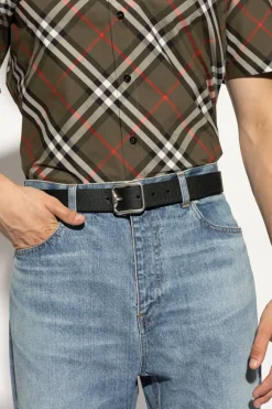 Burberry CZARNY Dwustronny pasek