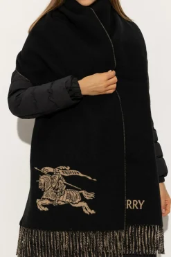 Burberry CZARNY Kaszmirowy szal