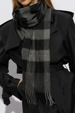 Burberry CZARNY Kaszmirowy szal