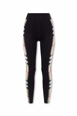Burberry CZARNY Legginsy ze wzorem w kratę ‘Madden’