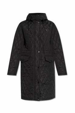 Burberry CZARNY Pikowany płaszcz