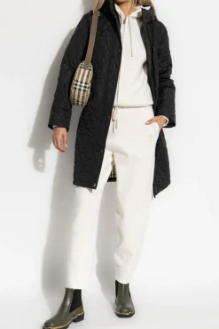 Burberry CZARNY Pikowany płaszcz