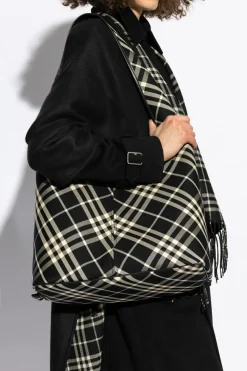 Burberry CZARNY Torba na ramię z wzorem w kratę