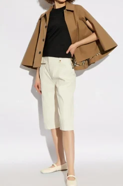 Burberry CZARNY T-shirt po bokach ściągany trokami