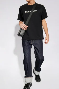 Burberry CZARNY T-shirt z nadrukiem
