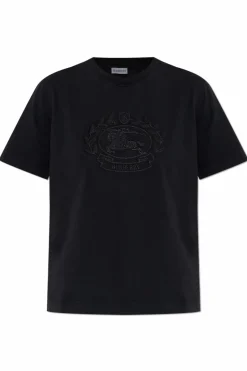 Burberry CZARNY T-shirt z logo