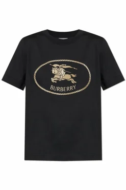 Burberry CZARNY T-shirt z logo