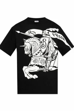Burberry CZARNY T-shirt z logo