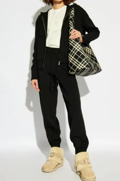 Burberry CZARNY Wełniane spodnie