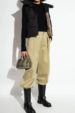 Burberry CZARNY Wełniany sweter z logo