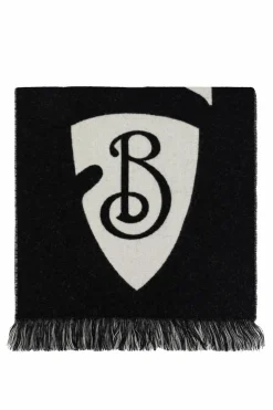 Burberry CZARNY Wełniany szal z logo