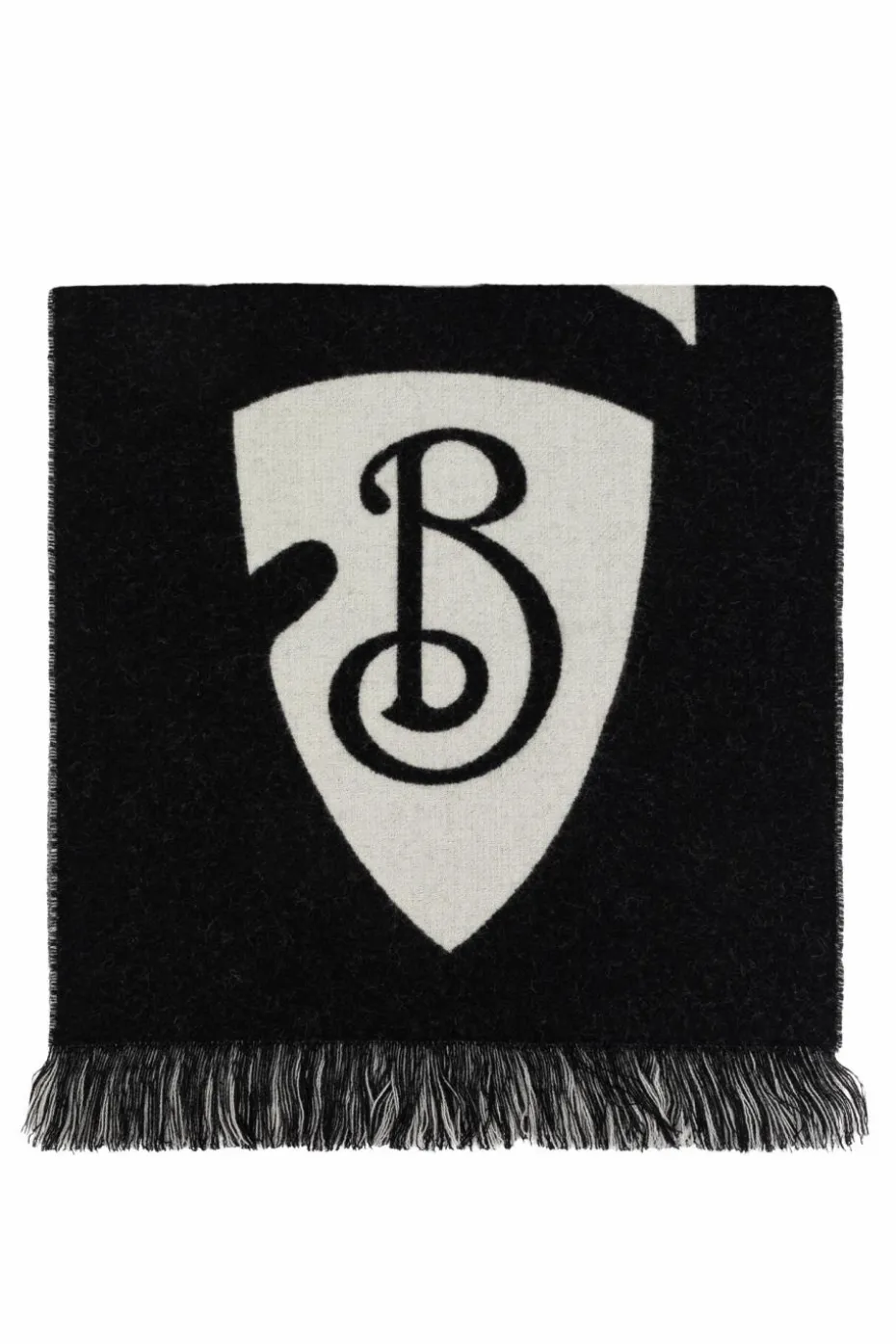 Burberry CZARNY Wełniany szal z logo