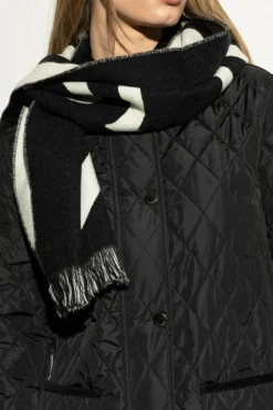 Burberry CZARNY Wełniany szal z logo