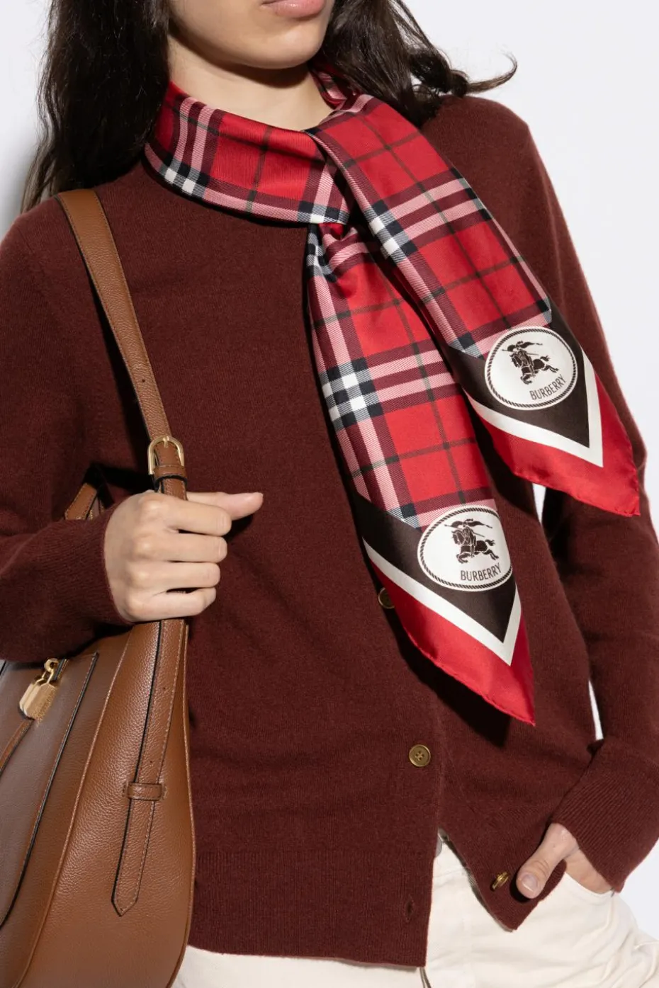 Burberry CZERWONY Jedwabna chusta