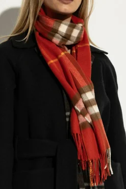 Burberry CZERWONY Kaszmirowy szal