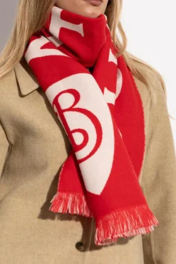 Burberry CZERWONY Wełniany szal