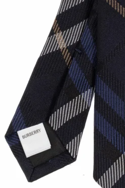 Burberry GRANATOWY Jedwabny krawat