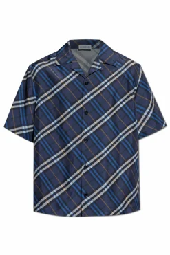 Burberry GRANATOWY Jedwabna koszula