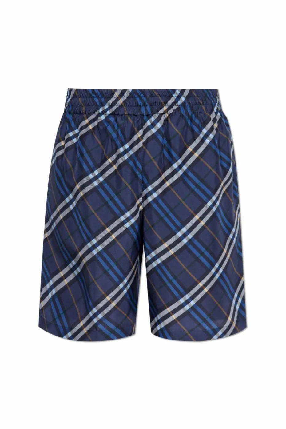 Burberry GRANATOWY Jedwabne szorty ze wzorem w kratę