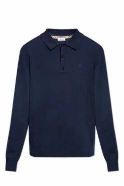 Burberry GRANATOWY Kaszmirowe polo