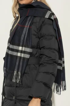 Burberry GRANATOWY Kaszmirowy szal