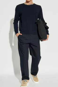 Burberry GRANATOWY Spodnie w kant