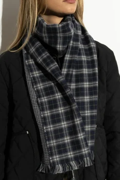 Burberry GRANATOWY Szal ze wzorem kratę