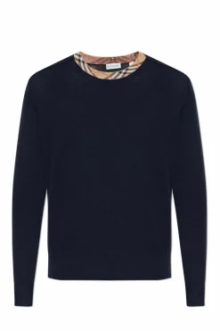 Burberry GRANATOWY Wełniany sweter