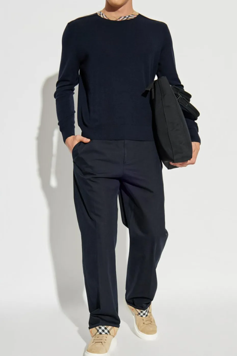 Burberry GRANATOWY Wełniany sweter