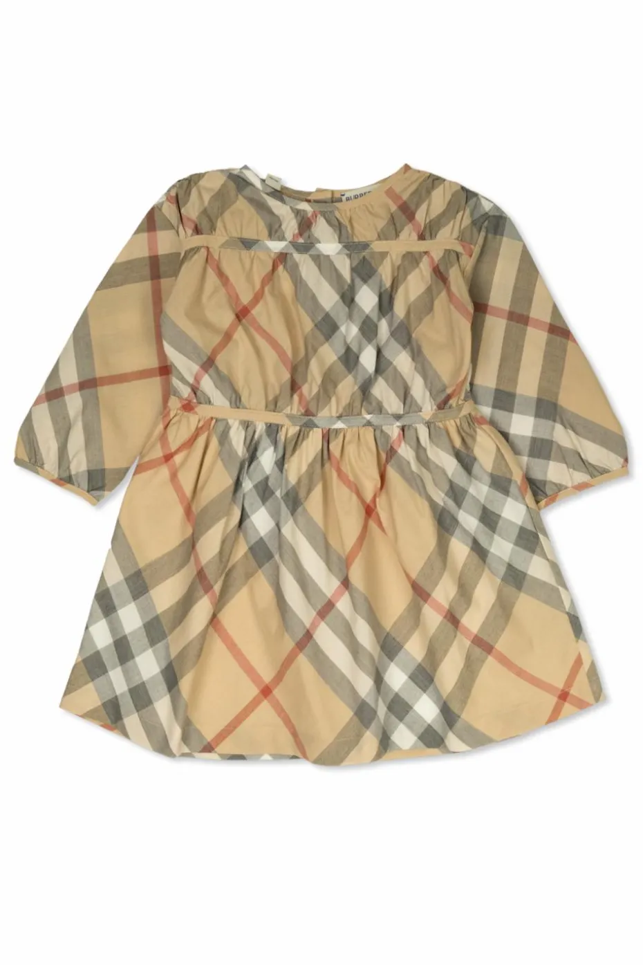 Burberry Kids beżowy Bawełniana sukienka ze wzorem w kratę