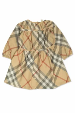 Burberry Kids beżowy Bawełniana sukienka ze wzorem w kratę