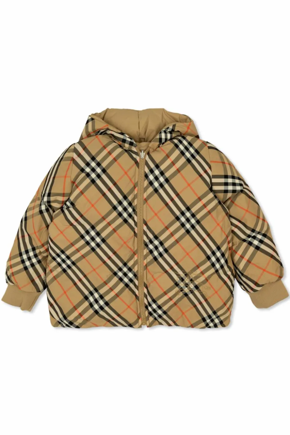Burberry Kids beżowy Dwustronna kurtka z kapturem
