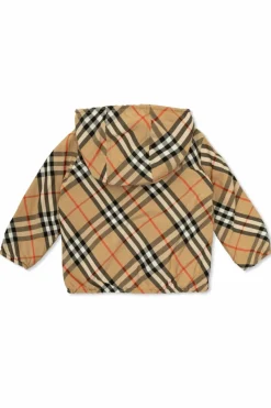 Burberry Kids beżowy Dwustronna kurtka z kapturem