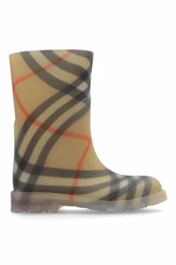 Burberry Kids beżowy Kalosze ze wzorem w kratę