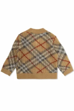 Burberry Kids beżowy Kardigan ze wzorem w kratę